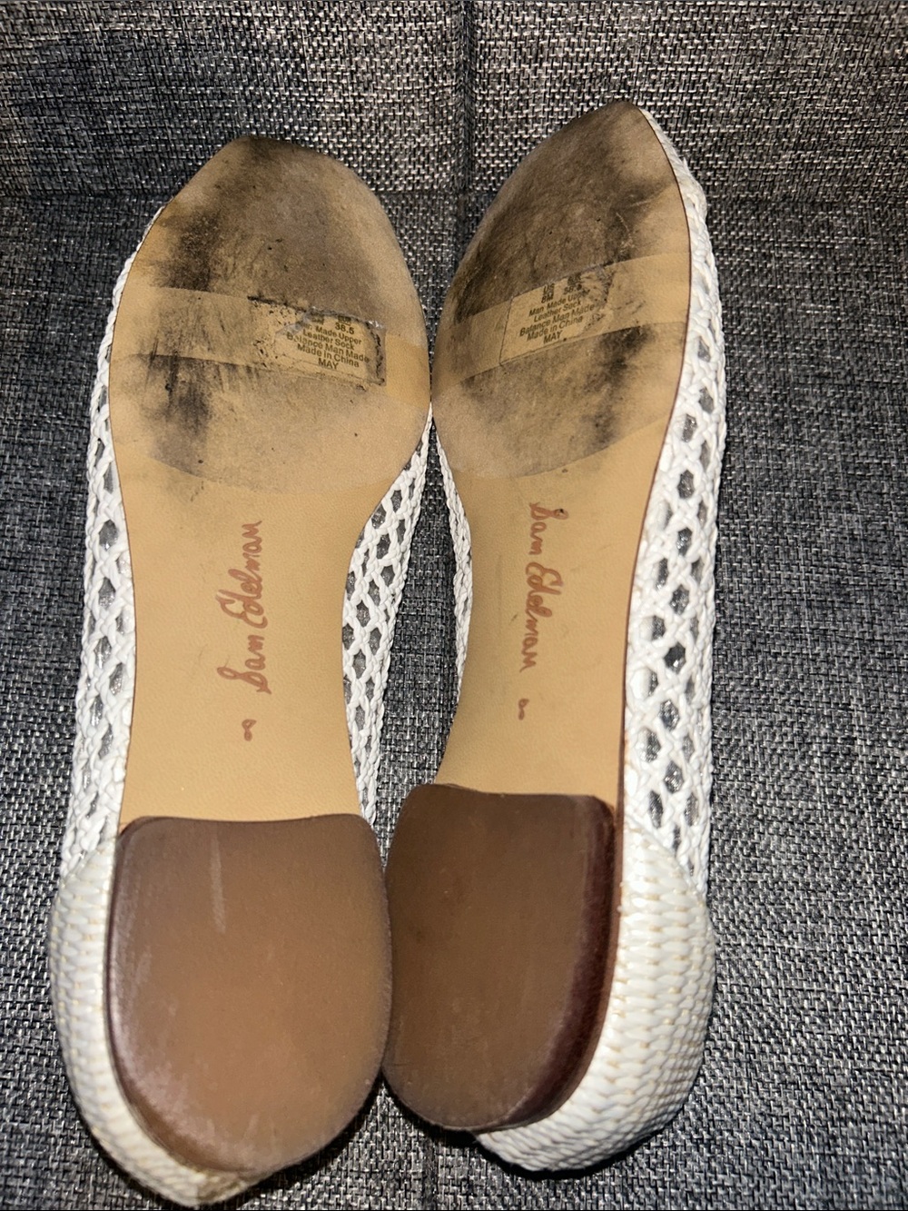 Sam Edelman MAY - Cream Woven Ballet Flats with Bow Accent - Picture 6 of 7